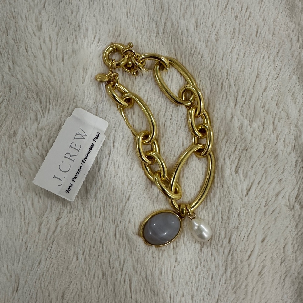 J. Crew Gold Bracelet with Freshwater Pearl